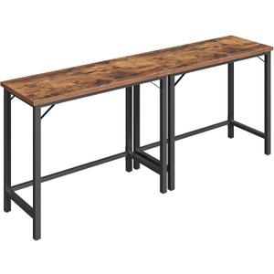 MAHANCRIS Narrow Bar Table, 63-Inch Pub Table for Dining Room, Counter Bar Tables with Sturdy Metal Frame, Connectable Bar Table, Multifunctional Console Table, Rustic Brown BTHR1601, 63"L x 13.8"W x 35"H