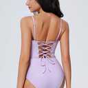 SUUKSESS Women One Piece Tummy Control Swimsuit Crisscross Backless Bathing Suit (M)