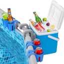 Pool Cooler with Pool Cup Drinks Holders, Above Ground Swimming Pool Accessories, Poolside Portable Cooler 14QT, for 3 inches or Less Round Top Bar