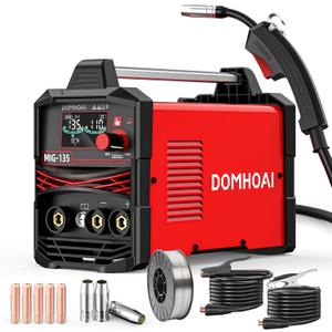 MIG Welder 110V, 135A Flux Core MIG Welder/Lift TIG/Stick 3-in-1 Welding Machine with [Large LED Display] and Synergy, IGBT Inverter Welder and Portable Gasless Welder Equipment