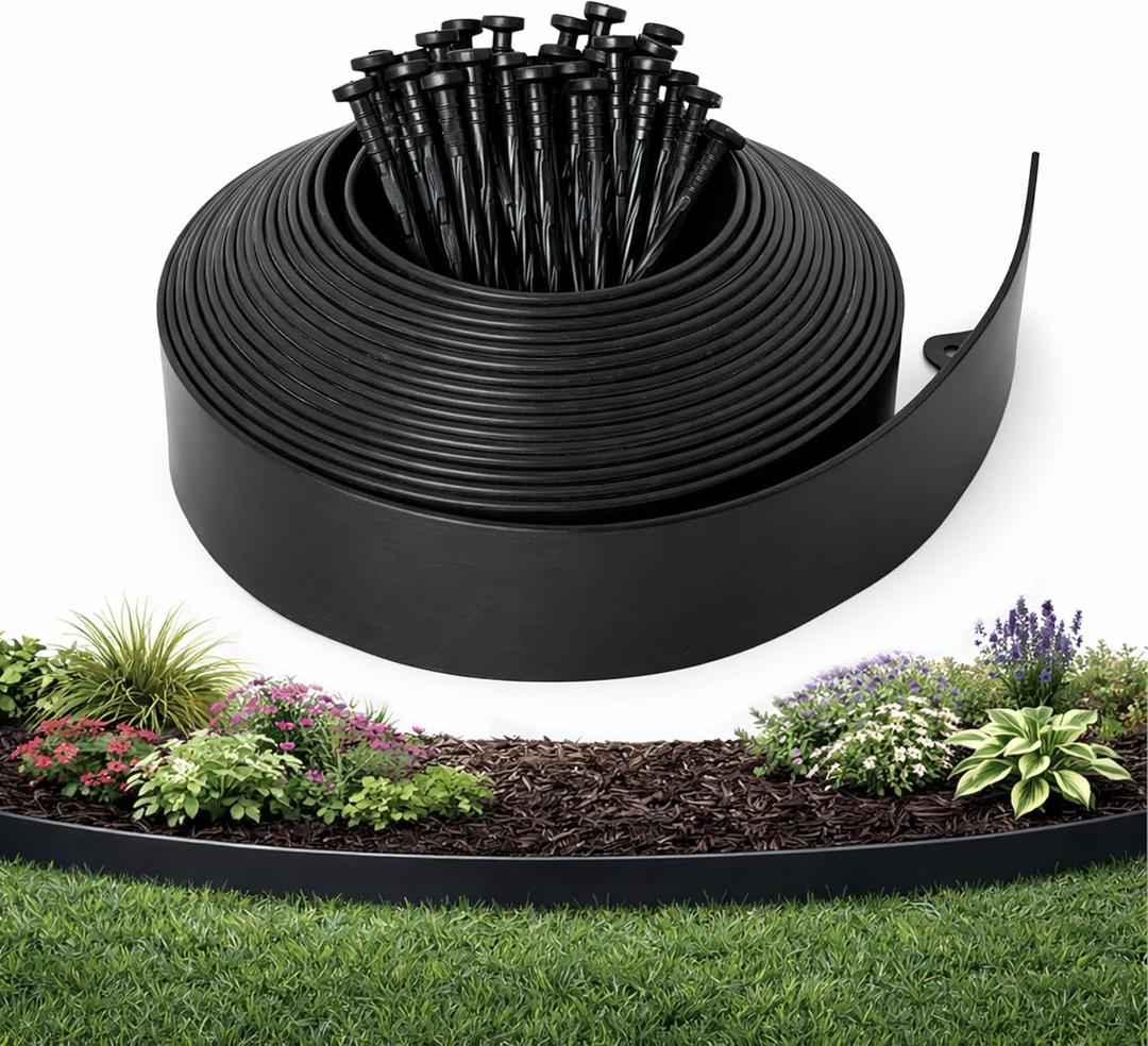 Gardzen Landscape Edging Kit, 60-Foot Long, 3-Inch Tall, No Dig Garden Edging Border for Flower Beds, Tree Rings, Pathways , Includes 60 Spikes