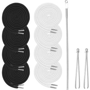 8PCS Drawstring Cord, Paired with 3 Drawstring Threader Tools, Reliable Drawstrings for Sweatpants, Suitable for Drawstrings of Shorts, Pants, Jackets, Coats, and Hoodies