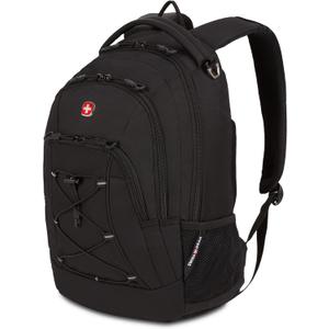 SwissGear 1186 Special Edition 13 Laptop Backpack Black Compact Tech Bag with Reflective Accents Multiple Organizer Pockets with Bungee Cords & D-ring Attachment Point