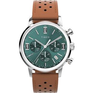 Timex Marlin Chronograph Tachymeter 40mm Mens Analog Watch | Retro Design | 50M Water Resistance (Brown/Blue/Stainless Steel)