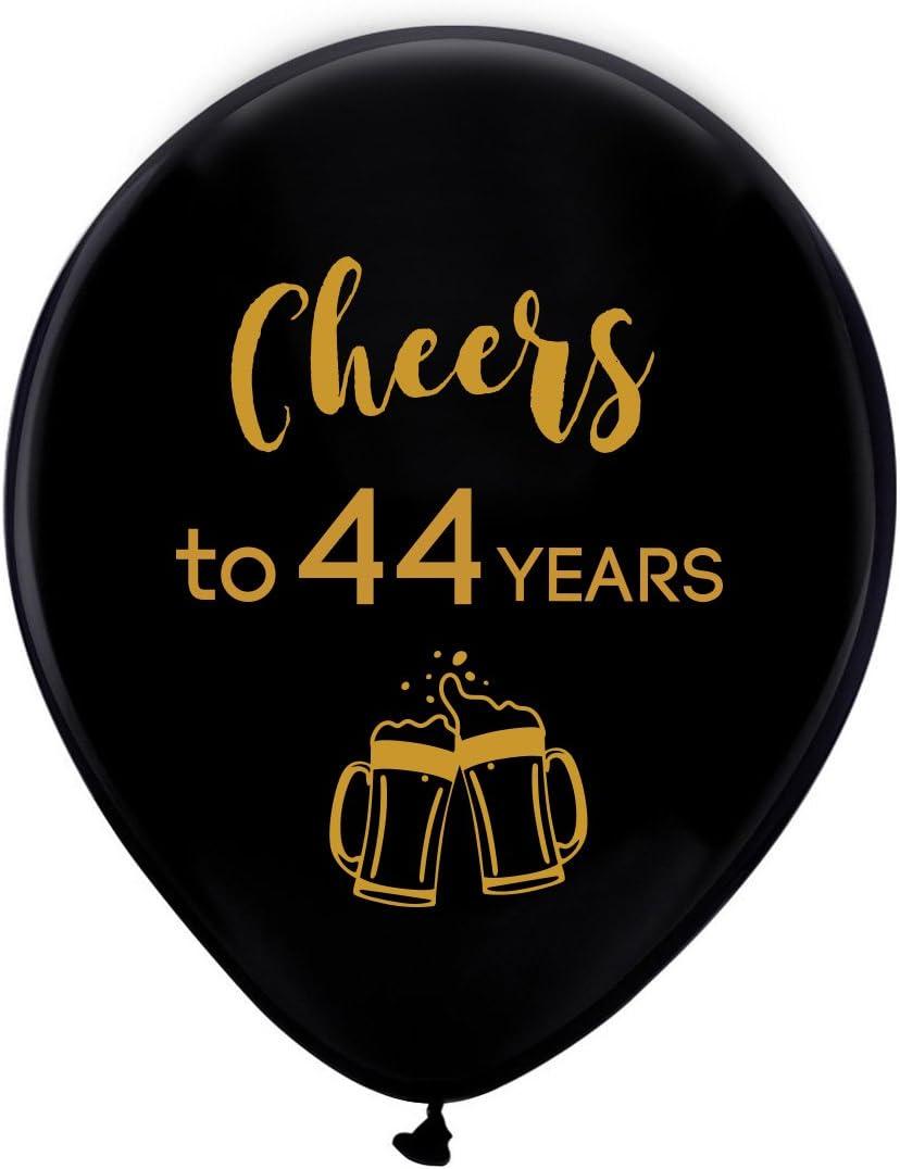 Black cheers to 44 years latex balloons, 12inch (16pcs) 44th birthday decorations party supplies for man and woman