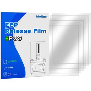 5PCS FEP Film 200x140x0.15mm for ANYCUBIC Photon, Photon S, Mono 4K, ELEGOO Mars 2 Pro, Mars 3, Mars 3 Pro, Phrozen Sonic Mini 4K, Creality Halot-one, LD-002H LCD 3D Printer Resin Fep Replacement