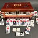 PRK 14 Cuban Double 9 Dominoes Set in Premium Wooden Box Classic White Tiles with Colored Dots Dominoes in Durable Wooden Storage Case Traditional Cuban Style for Friends