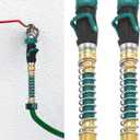 Chunful 2 Pcs 1 Way Hose Connection with 2 Pcs 5.7" Outdoor Faucet Extender Fits Standard Garden Hoses Spring Hose Extension Shut off Valve No Leak Water Control, 3/4 Inch Connector