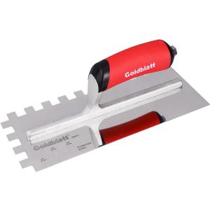 Goldblatt 1/2" Square Notch Trowel, Made of Premium Stainless Steel with Soft Grip Handle, Perfect Tool for Cement, Concrete, Masonry Tile Installation Work