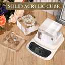 Geelin 3 Pcs Acrylic Risers Stand Display Block Decor Riser 3 Size Decor Clear Polished Cube Solid Pedestal Stand for Jewelry Perfume Photography Collection Food Doll Wedding High Density (Square)