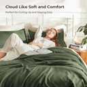 Litanika Dark Olive Green Comforter Set Queen, 3 Pieces Solid Bedding Comforter Set, All Season Fluffy Bed Set (90x90In Comforter & 2 Pillowcases)