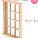 Angoily 1: 12 Scale Dollhouse Windows, 8 Pcs 4" Dollhouse Furniture 12-Pane Unfinished Miniature Craft Wooden Door Frame Photograph Props, Doll House Windows Model, DIY Bedroom