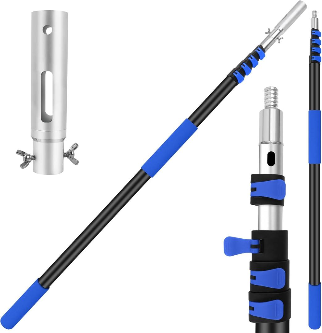 VASALAID 20FT+ Telescopic Pool Pole - 16 FT Adjustable Premium Swimming Pool Pole Heavy Duty Aluminum Extension Pool Cleaning Pole for Skimmer Net, Brush,Vacuum Head, Rakes