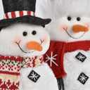 1 Pair Christmas Snowman 2025 Indoor Decorations, Xmas Animated Plush-Knit Collectible Plush Doll, Adjustable Red Bowler Pointed Hat, Home Holiday Ornaments 2 pcs 9.4 inch