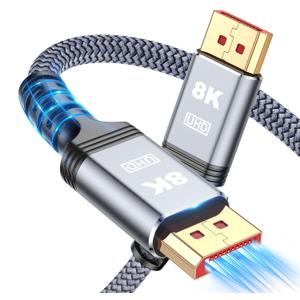 2 x 5ft 8K 4K DP Cable, VESA Certified, 32.4Gbps, High Refresh Rate for Gaming Monitor, HBR3, HDR