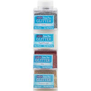 Sulyn Extra Fine Craft Glitter Bundle, Ultra Fine Gold, Red, White, & Silver Glitter Powder, 4 Pack