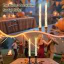 Fall Flameless Taper Candles with Remote & Timer, 11 Inch Pure Hand-Made Embossed Craft Maple Leaf LED Taper Candles for Home Party Autumn Decorations, Set of 2