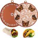 Honeydak 2 Pcs 12 Inch Tortilla Warmer Pouch, Microwavable Insulated Cloth Pouch Mexican De Barro Butterfly Tortillero Fabric Tortilla Keeper Taco Holder for Tortillas, Tacos, Naan, Pizza Rolls