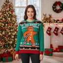 IFFEI Ugly Christmas Sweater for Women Men Kids Cute Family Matching Pullover Knit Jumpers for Holiday Party (Small, Green Gingerbread Man)