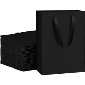 BagDream Black Gift Bags with Handles 8x4x11 Inch 25pcs Black Kraft Paper Bags Medium Birthday Wedding Party Shopping Retail Merchandise Paper Sacks