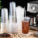 Ziliny 50 Sets Clear Plastic Cups with Lids and Straws, Disposable Iced Coffee Cups Drinking PET for Cold Drinks, Juice, Smoothie, Coffee Shops, Party, Christmas (20 oz,Clear)