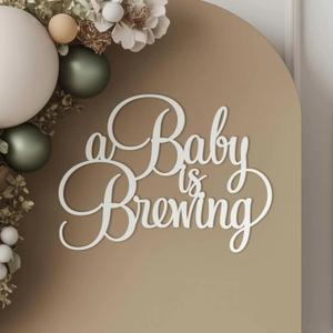 A Baby is Brewing Sign for Backdrop,Wooden Coffee Theme Baby Shower Party Decorations for Gender Reveal Themed Welcome Boy or Girl Party Decorations