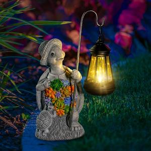 Solar Garden Outdoor Statue Turtle with Hanging LED Lantern Outside Solar Turtle Decor for Garden,Home,Lawn,Yard, Balcony Ornament- Unique Housewarming Gifts