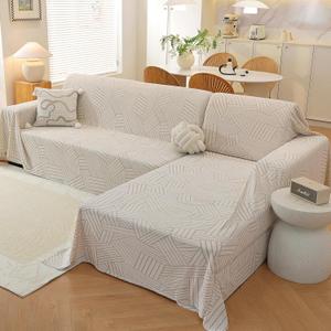 Sectional Couch Covers 2 Pieces, L Shaped Sofa Cover for Sectional Washable, Pet Couch Covers for Sectional Sofa, Blanket Furniture Protector (XX-Large: 78" x 118" + 78" x 118", Beige)