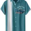 Bowling Shirts for Men Hawaiian Printed Short Sleeve Casual Button Down Beach Shirts (X-Large, Bowling Car Blue)