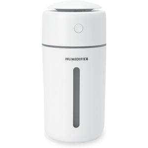 Personal Ultrasonic Cool Mist Humidifier for Car Bedroom Office, Portable Rechargeable Travel Humidifier for Car & Desk, with 7 Color Lights, Battery Powered (White)