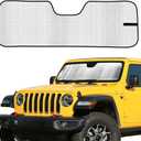 Front Windshield Sun Shade for Jeep Wrangler JL 2018-2025 & Gladiator 2020-2025 - UV Blocking, Heat Reduction, Self-Rolling Storage