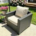 Outdoor Deep Seat Cushion Set, 24''x24''x4'' Waterproof & Fade Resistant Patio Furniture Cushions with Removable Cover, Replacement Cushions for Chair Sofa Couch (Beige)
