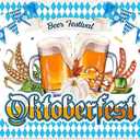 2 x ZTHMOE Fabric 72x43inch Oktoberfest Photography Backdrop Blue White German Bavarian Beer Festival Background Autumn Harvest Celebration Party Decorations Photo Banner Booth
