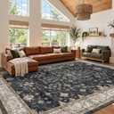Boho Black Rug for Living Room - Washable 10x12 Area Rug, Dining Room Rugs for Under Table, Soft Low Pile Carpet for Bedroom - Farmhouse Decor, Non-Slip & Stain Resistance