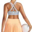 RUNNING GIRL Sports Bras for Women,Seamless Strappy Sports Bra High Support Crisscross Back with Removable Pads (Gray, XXL)