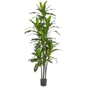 CyanZen 6FT Dracaena Artificial Plant - Large Tropical Indoor Fake Tree with Lifelike Leaves - Tall Faux Floor Plant in Pot for Home Office Living Room Decor