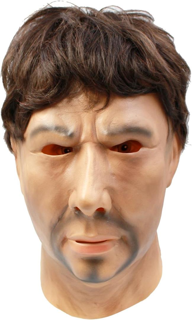 CreepyParty Strong Man Mask for Adults, Natural Latex Character Costume Mask for Halloween Parties and Cosplay