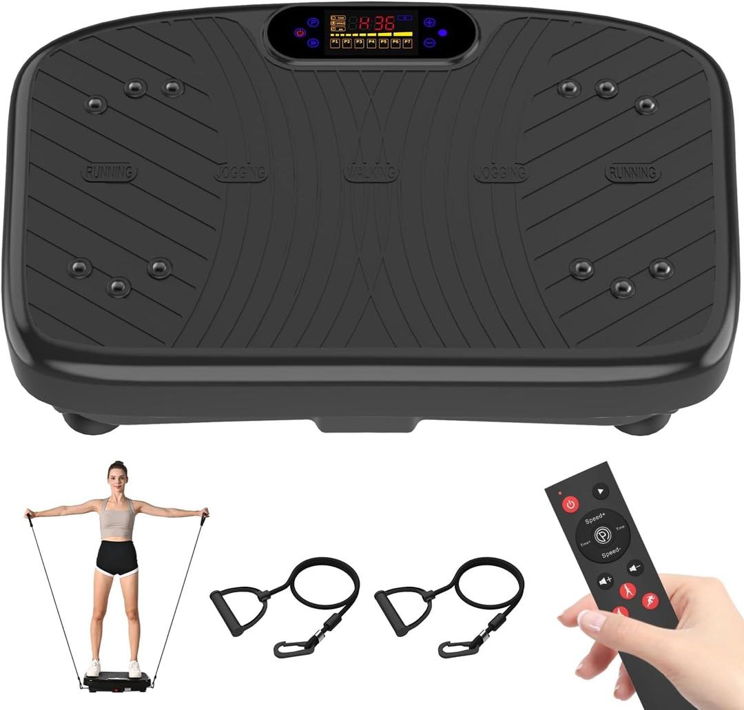 Vibration Plate Exercise Machine, Vibrating Plate Platform for Lymphatic Drainage with 200 Adjustable Speeds, Power Vibration Plate for Weight Loss & Fitness, Supports Weight 450 Lbs (Jet Black)