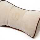 ALIBO Chairs Recliner Neck Rest Back Pillow Pain Relief Supports Car Airplane Travel Curve Pillow with Adjustable Elastic Strap Head Protector Pillow Beige 1 Piece, Firm One