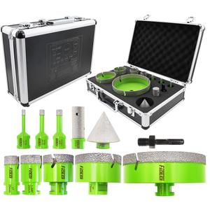 Diamond Core Drill Bits Set - Tile Hole Saw Kit 6/8/10/25/35/50/75/127MM+20F with 2" Diamond Beveling Chamfer Bits for Porcelain Ceramic Tile Granite Marble(11PCS) Diamond Core Drill Bits Set - Tile Hole Saw Kit 6/8/10/25/35/50/75/127MM+20F with 2" Diamond Beveling Chamfer Bits for Porcelain Ceramic Tile Granite Marble(11PCS)