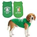 Vehomy 2-Pack st Patricks Day Dog Shirt Irish Holiday Green Dog Shirts with Shamrock Patterns Pet Saint Patricks Clover Clothes Outfit Sleeveless T-Shirt for Small Medium Large Dogs L