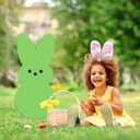 Easter Bunny Yard Sign Decoration with Stakes, Large Welcome Bunny Decoration Outdoor for Spring Happy Easter Garden Lawn Supplies (Green)