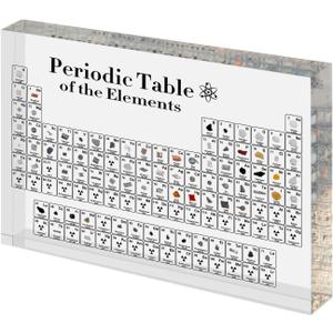 Periodic Table with Real Elements Inside - 83 Kinds of Real Elements & Acrylic Display Stand, for Science Lovers, Students Chemistry Chart Tools, Gifts and Crafts Decoration (5.9" x 4.5")