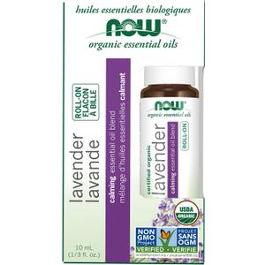 NOW Foods Essential Oils, Lavender Roll-On, Certified Organic, Calming Blend, Steam Distilled, Topical Aromatherapy, 10-mL (10 Fl Oz (Pack of 1))
