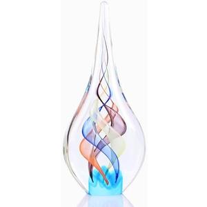 Blown glass sculpture, multi-color transparent glass art teardrop statue, unique ocean theme decoration for office, bookshelf, dresser, living room coffee table, fireplace countertop decoration