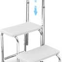 Kigley Adjustable Step Stool with Handle and Non Skid Platform 2 Steps Medical Foot Stool Multi Functional Step Ladder Heavy Duty Holds 350 Lbs Easy Installation Bed Stairs for Adults Elderly Handicap