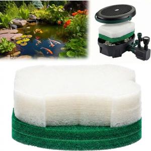 2 Sets/14 Pack Pond Filter for Ponds, Maintenance Replacement Media Kit Suitable for Inpond 5-in-1 200 Gallon Model, 2 Reusable Foam Filter & 12 Polymer Wool Pads(Fit 200)