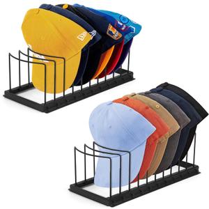 Hat Organizer for 20 Baseball Caps, Metal Tabletop Ball Cap Rack for Closet, 2 Pack Baseball Cap storage Stand for Men Dresser, Gift