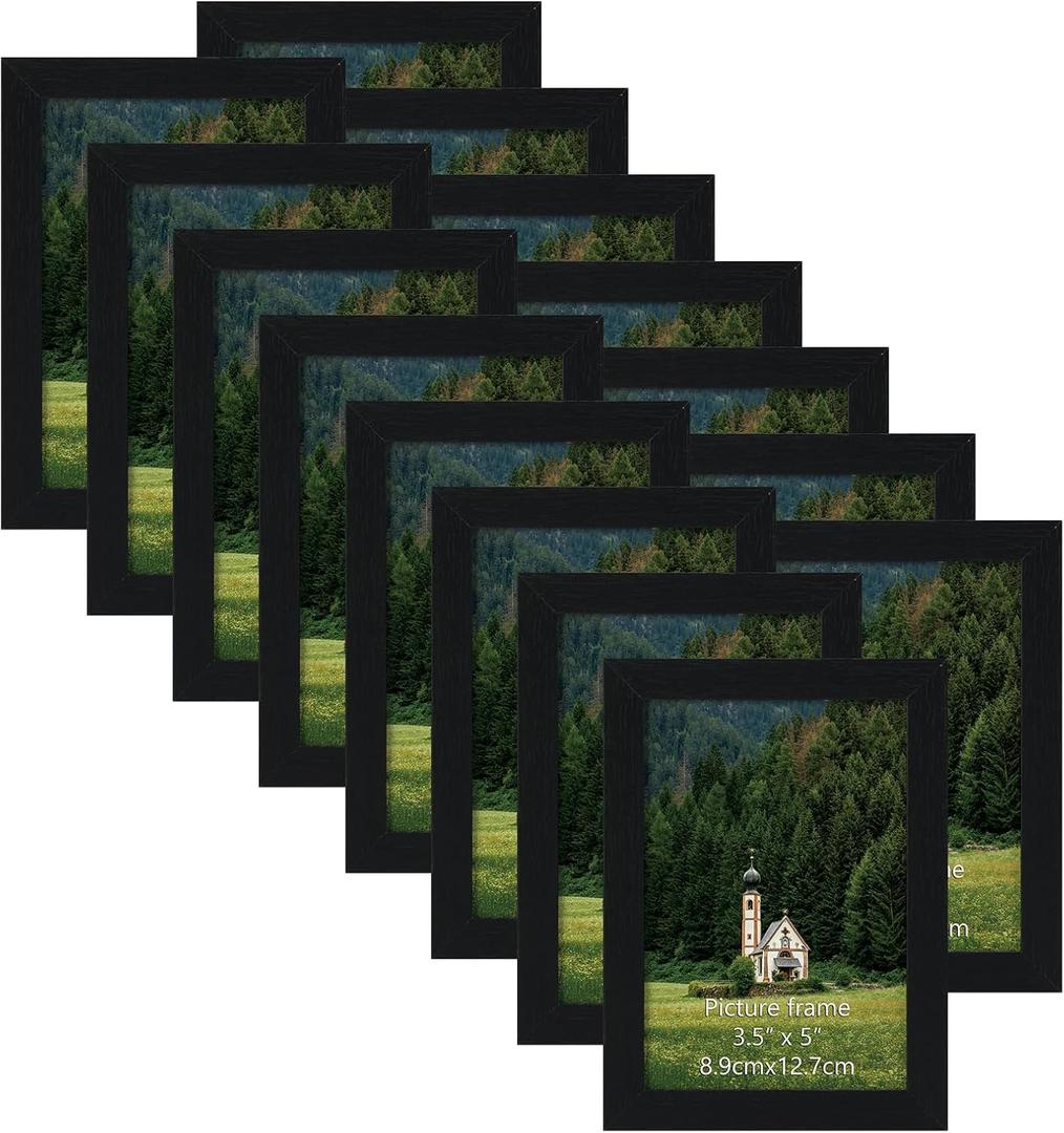 HORLIMER 3.5x5 Picture Frame Set of 12, Black Picture Frames Display 3.5 by 5 Photo for Wall or Tabletop