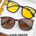 VANLINKER Vintage Square Polarized Sunglasses Men Women Classic Trendy Rectangle Metal Frame Sun Glasses VL9771 (C7-polarized Gradient Brown Lens/Tortoise Frame)